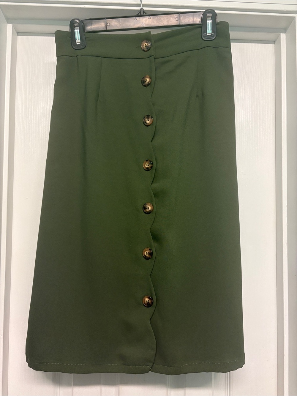 Olive Green scallop Midi Skirt